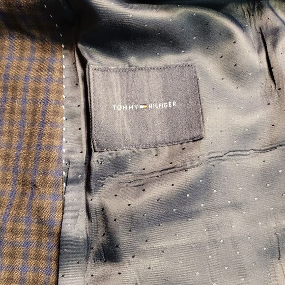 Tommy Hilfiger Mens Brown Checkered Sport Coat Blazer Modern Fit Size 44R Wool - Picture 5 of 6